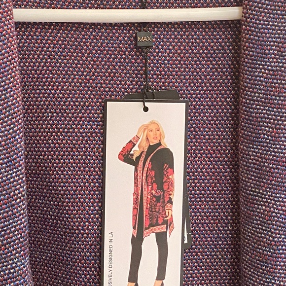 Women's Max Sport Long Open Front Cardigan Duster Sweater Hooded Size Medium NWT - Picture 5 of 6